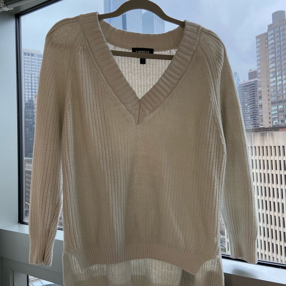 vneck high low sweater